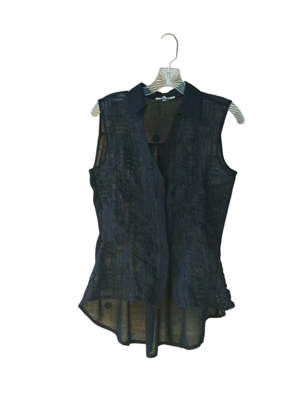 Alberto Makali Black Sleeveless Sheer Back Blouse Medium